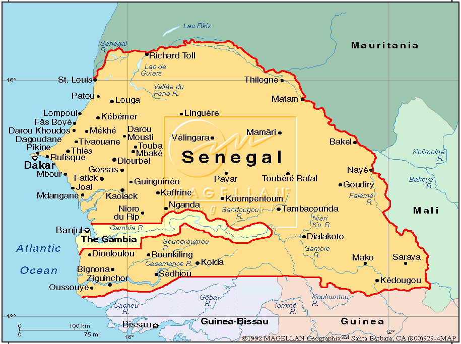 Map of Senegal from Magellan