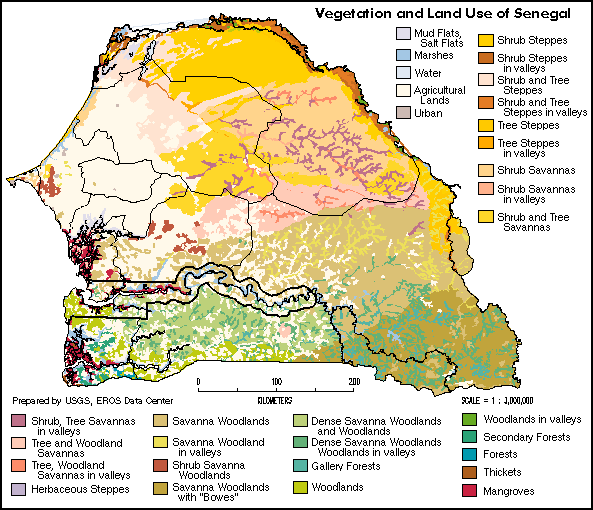 Map of Vegetation and Land Use in Senegal